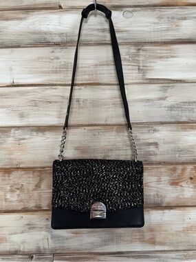 Kate Spade Black Sparkle Shoulder Bag with Adjustable Strap